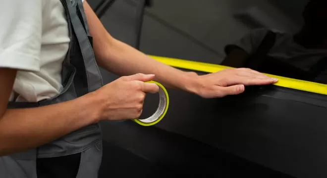 Remove the adhesive tape from the car body